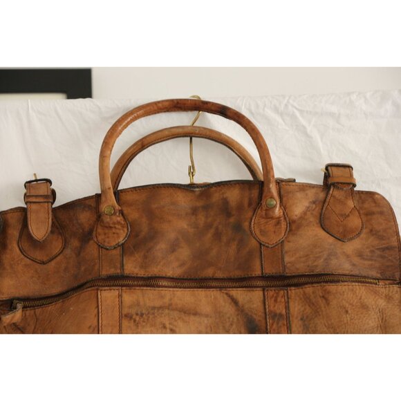 Vintage R.O.N.A. "Go Anywhere" Leather Garment Bag 1970's Handmade Argentina - Picture 6 of 7